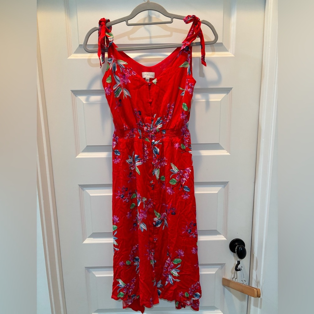 Lucky Brand Red Floral Midi Dress